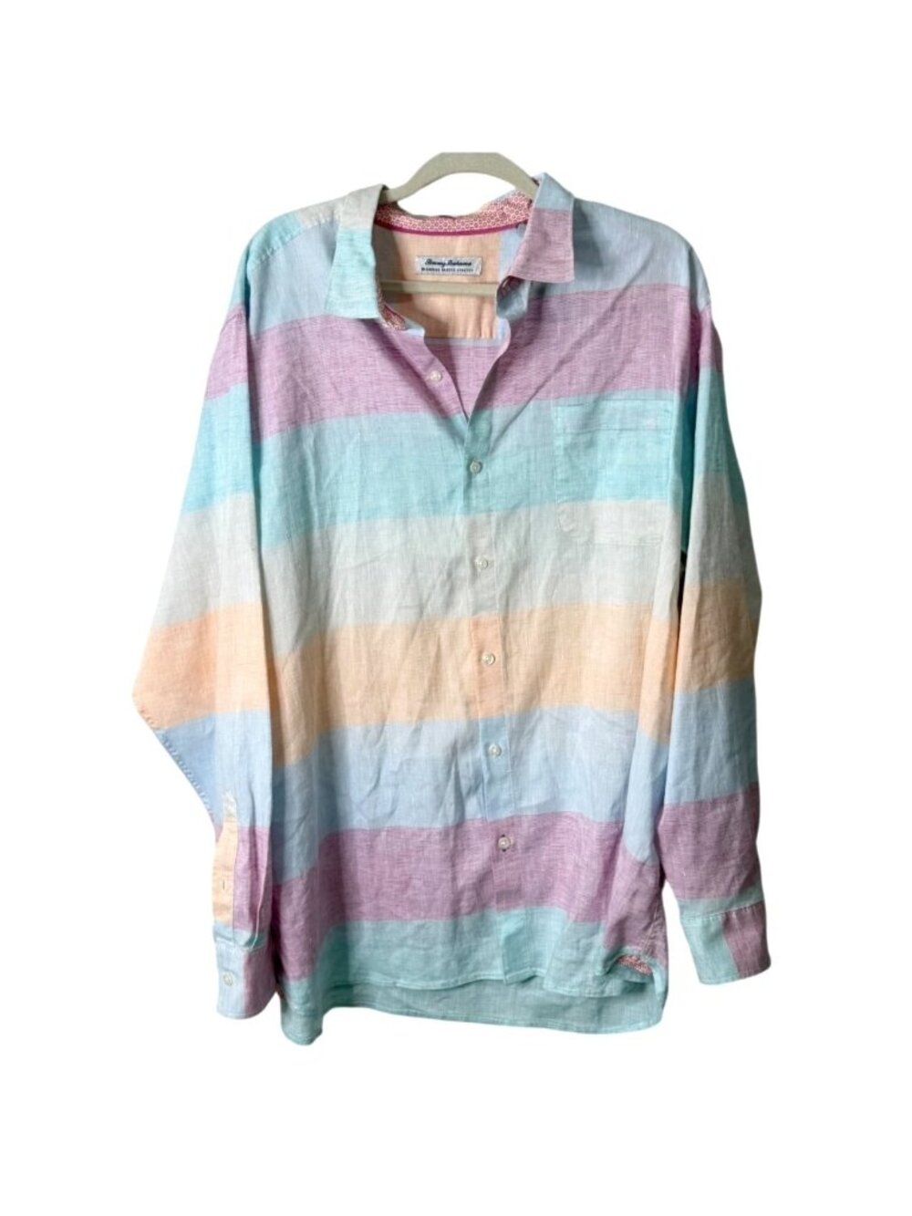 Tommy Bahama Mens XXL Linen Shirt Barbados Breeze Stretch Stripe Button-Up